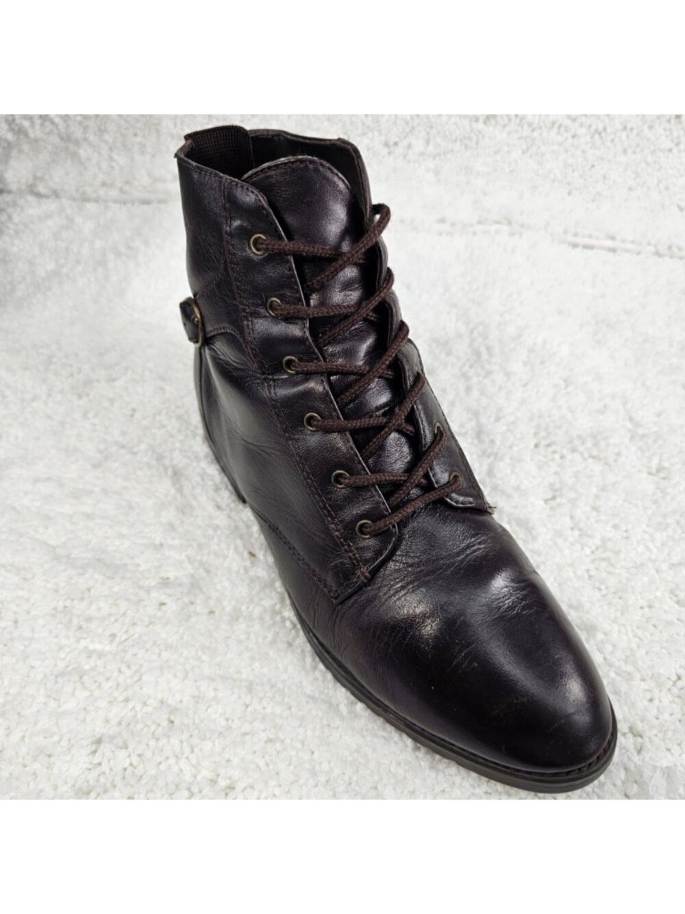 Danexx Brown Leather Western Roper-Style Lace-Up Ankle Boots – Women's 7.5 M